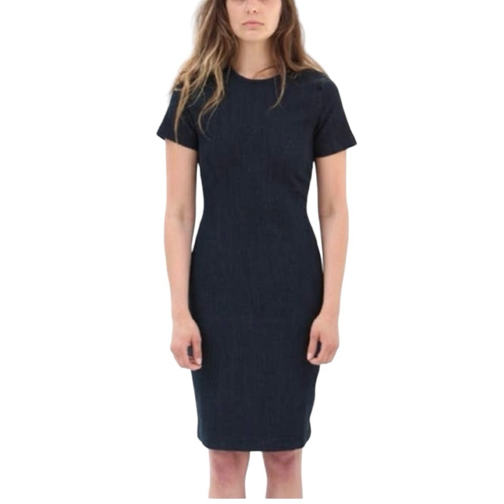 Prairie UnderGround Black Denim “Critical Line” Sheath/Bodycon Dress #898 Sz XS